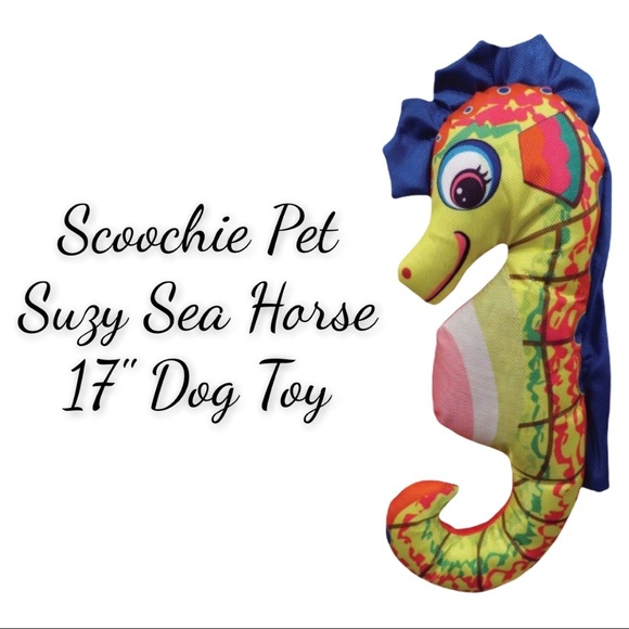 NWT Scoochie Pet 17” Plush Suzy Sea Horse Dog Toy - Picture 8 of 8